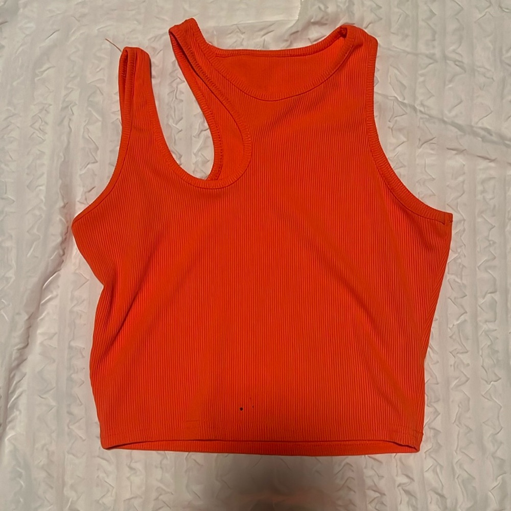 SHEIN orange cut-out cropped tank top